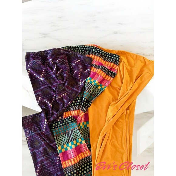 LuLaRoe Leggings Lot of 3 Pair OS (2-12) Floral Multicolor All Seasons Soft - Picture 4 of 5